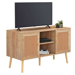 Έπιπλο Τηλεόρασης Colm HM9223.11 Με Πόρτες Rattan 120x39x56,5cm Natural Μελαμίνη