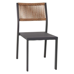 Καρέκλα HM5921.01 46x55,5x83cm Με Rattan & Textline Anthracite-Beige