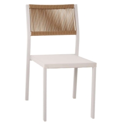 Καρέκλα HM5921.02 46x55,5x83cm Με Rattan & Textline White-Beige
