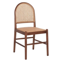Καρέκλα HM9407.04 43x50x87cm Από Οξιά Rattan Walnut-Beige Rattan,Ξύλο
