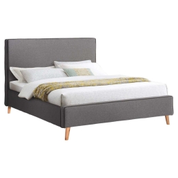 Κρεβάτι Indra HM662.01 Για Στρώμα 160x200cm Ρέλι Dark Grey & Ύφασμα Grey Διπλό Ξύλο,Ύφασμα