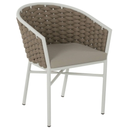 Πολυθρόνα HM5859.02 60x57x77cm Με Αφρώδες Σχοινί Beige-White