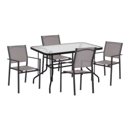 Τραπεζαρία (Σετ 5Τμχ) HM11800 Τραπέζι 120x70cm & 4 Πολυθρόνες Textline Grey 4 Θέσεων