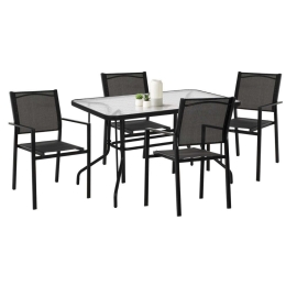 Τραπεζαρία (Σετ 5Τμχ) HM11800.01 Τραπέζι 120x70cm & 4 Πολυθρόνες Textline Black 4 Θέσεων