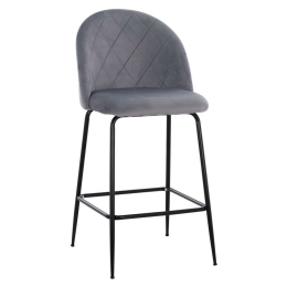 Σκαμπό Μπαρ Odell HM8732.11 45x53x98cm Black-Grey Βελούδο, Μέταλλο