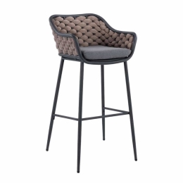 Σκαμπό Μπαρ HM5862.01 50x51x103cm Σχοινί Brown-Anthracite