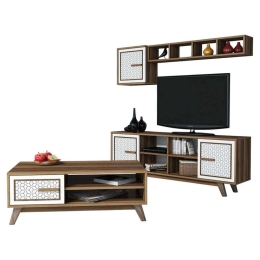 Σύνθεση Σαλονιού (Σετ 2Τμχ) HM11852.03 Walnut-White Μελαμίνη