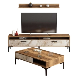 Σύνθεση Σαλονιού (Σετ 2Τμχ) HM11855.02 Walnut-White Marble