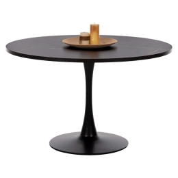 Τραπέζι Τραπεζαρίας Στρογγυλό HM9422.02 Φ120x74cm Marble Black Μελαμίνη,Μέταλλο