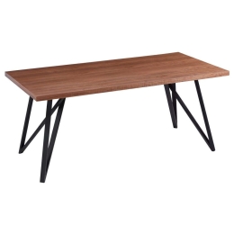 Τραπέζι Τραπεζαρίας HM9467.02 180x90x75cm Από Καπλαμά Φράξου Brown-Black Mdf,Μέταλλο