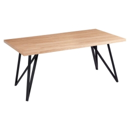 Τραπέζι Τραπεζαρίας HM9467.03 180x90x75cm Από Καπλαμά Φράξου Natural-Black Mdf,Μέταλλο
