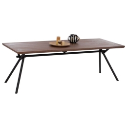 Τραπέζι Τραπεζαρίας HM9303.02 Ρουστίκ Στυλ 220x90x75cm Walnut-Black Mdf,Μέταλλο