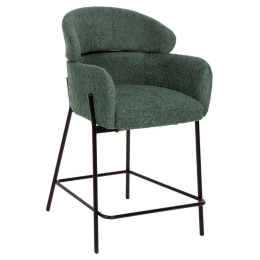 Σκαμπό Μπαρ Wolf HM8584.03 Μεσαίου Ύψους 56x56x96cm Με Μπουκλέ Ύφασμα Petrol Μέταλλο,Ύφασμα