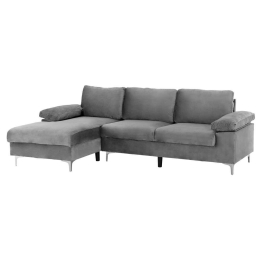 Καναπές Αριστερή Γωνία Emilia HM3236.01L 260x71-134x74-85cm Βελούδο Grey
