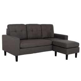 Καναπές Γωνία Τριθέσιος HM3237.01 182x122x90cm Με Ψηλά Πόδια Grey-Black Ύφασμα