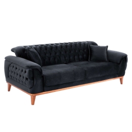 Καναπές-Κρεβάτι Bennington HM3249.01 Τριθέσιος 240x95x80cm Black Βελούδο