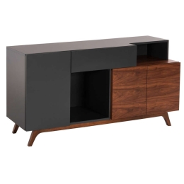 Μπουφές Preda HM9747 167x28-40x80cm Mdf Dark Grey-Walnut Mdf