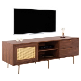 Έπιπλο Τηλεόρασης Meen HM9736 160x40x52cm Walnut-Gold Mdf,Μέταλλο