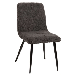 Καρέκλα Shelly HM8590.01 48x64x87cm Με Μαύρα Μεταλλικά Πόδια & Ύφασμα Teddy Grey Μέταλλο,Ύφασμα