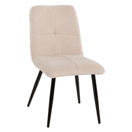 Καρέκλα Shelly HM8590.02 48x64x87cm Με Μαύρα Μεταλλικά Πόδια & Ύφασμα Teddy White Μέταλλο,Ύφασμα