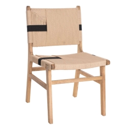 Καρέκλα Rubberwood HM9323.01 50x60x88cm Με Σχοινί Rustic Natural Ξύλο,Σχοινί