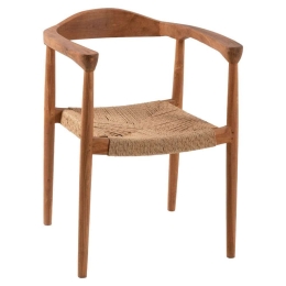 Πολυθρόνα HM9389.01 59,5x56x76,5cm Από Μασίφ Ξύλο Teak Σχοινί Natural-Beige