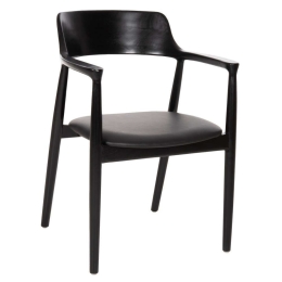 Πολυθρόνα Τραπεζαρίας Kween HM9634.02 58x53x80cm Από Ξύλο Μαόνι & Vinyl Black Ξύλο,Τεχνόδερμα