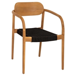 Πολυθρόνα Oslo HM9636.02 55x54x80cm Ξύλο-Σχοινί Teak-Black Ξύλο,Σχοινί