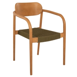 Πολυθρόνα Oslo HM9636.05 55x54x80cm Ξύλο-Σχοινί Teak-Green Ξύλο,Σχοινί
