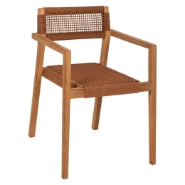 Πολυθρόνα Charlotte HM9637.01 59x54x83cm Ξύλο-Σχοινί Teak-Brown Ξύλο,Σχοινί