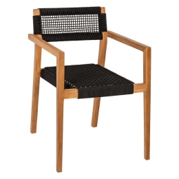 Πολυθρόνα Charlotte HM9637.02 59x54x83cm Ξύλο-Σχοινί Teak-Black Ξύλο,Σχοινί