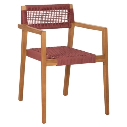 Πολυθρόνα Charlotte HM9637.06 59x54x83cm Ξύλο-Σχοινί Teak-Pink Ξύλο,Σχοινί
