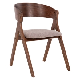 Καρέκλα Nekker HM9739.02 56x55x78cm Ύφασμα & Rubberwood Walnut-Beige Rubberwood,Ύφασμα