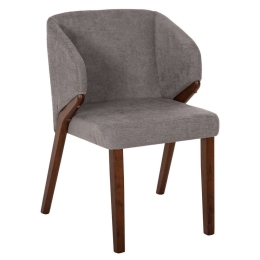 Καρέκλα Radder HM9749 50x53x77cm Ύφασμα & Rubberwood Walnut-Grey Rubberwood,Ύφασμα