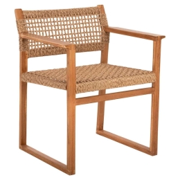 Πολυθρόνα Narley HM9824 605x52x76cm Με Συνθετικό Σχοινί Από Ξύλο Natural-Teak Ξύλο,Σχοινί