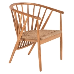 Πολυθρόνα Permaine HM9825 57,5x59,5x82cm Με Σχοινί Από Ξύλο Natural-Teak Ξύλο,Σχοινί