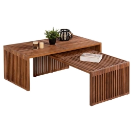 Τραπέζια Σαλονιού (Σετ 2Τμχ) Nya HM9548 116x60x46,5cm Από Teak Ξύλο Natural Ξύλο