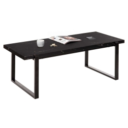 Τραπέζι Σαλονιού HM9585.01 120x60x46cm Με Μαύρη Μεταλλική Βάση Εφέ Μαρμάρου Black Mdf,Μέταλλο