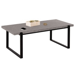 Τραπέζι Σαλονιού HM9585.02 120x60x46cm Με Μαύρη Μεταλλική Βάση Εφέ Μαρμάρου Grey Mdf,Μέταλλο