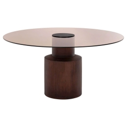 Τραπέζι Σαλονιού Sunnet HM9670 Φ80x41cm Top Mango Brown Ξύλο,Γυαλί