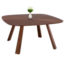 Τραπέζι Τραπεζαρίας Riner HM9733 150x150x75cm Με Καπλαμά Walnut Mdf