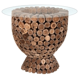 Τραπέζι Bar Στρογγυλό Leeroy HM9806 Φ120x104cm Teak Ξύλου Natural Ξύλο
