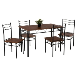 Τραπεζαρία Σετ 5Τμχ Peasy HM9415.01 110x60x75cm Black-Walnut 4 Θέσεων Mdf,Μέταλλο