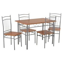 Τραπεζαρία Σετ 5Τμχ Peary HM9416.02 110x70x74cm Silver-Sonoma 4 Θέσεων Mdf,Μέταλλο
