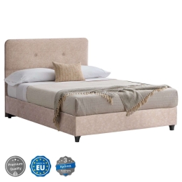 Κρεβάτι Dolores HM648.22 Για Στρώμα 120x200cm Με Ύφασμα Nubuck Beige Ημίδιπλο Ξύλο,Ύφασμα