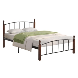 Κρεβάτι Makai HM668 Για Στρώμα 120x200cm Μέταλλο & Ξύλο Walnut Ημίδιπλο Μέταλλο,Ξύλο