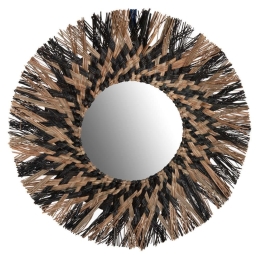 Καθρέπτης Τοίχου HM7833 Φ70cm Με Πλαίσιο Grass Natural-Black Grass