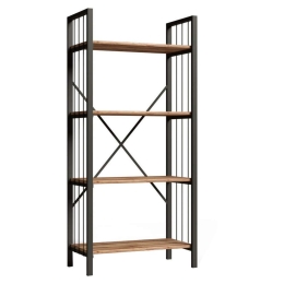 Βιβλιοθήκη Indus HM9425 60x30x150cm Walnut-Grey Μελαμίνη,Μέταλλο