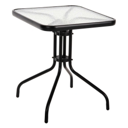 Τραπέζι Figo HM5035.03 60x60x70cm Με Επιφάνεια Γυάλινη Μεταλλικό Black