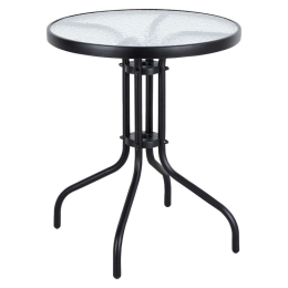 Τραπέζι Στρογγυλό Lima HM5079.03 Φ60x68cm Με Επιφάνεια Γυάλινη Μεταλλικό Black